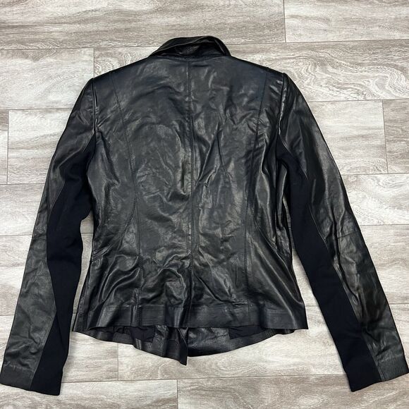 Lafayette 148 New York Moto Leather Zip Up Jacket - Picture 3 of 9